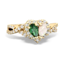 Lab Emerald Diamond Twist 'One Heart' 14K Yellow Gold ring R2640HRT