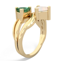 Lab Emerald Split Band Swirl 14K Yellow Gold ring R2341