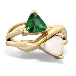 Lab Emerald Split Band Swirl 14K Yellow Gold ring R2341