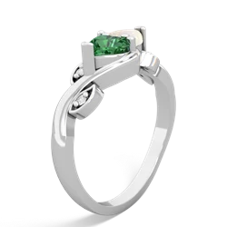 Lab Emerald Floral Elegance 14K White Gold ring R5790