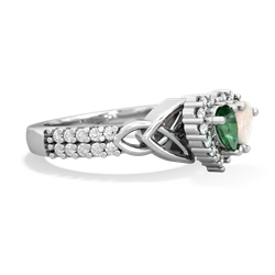 Lab Emerald Celtic Knot Two Hearts As One 14K White Gold ring R2644HRT