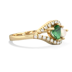 Lab Emerald Mother And Child 14K Yellow Gold ring R3010