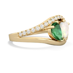 Lab Emerald Nestled Heart Keepsake 14K Yellow Gold ring R5650