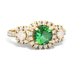 Lab Emerald Regal Halo 14K Yellow Gold ring R5350