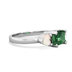 Lab Emerald Three Stone 14K White Gold ring R5235