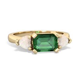 Lab Emerald Three Stone 14K Yellow Gold ring R5235