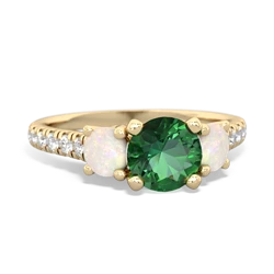 Lab Emerald Pave Trellis 14K Yellow Gold ring R5500