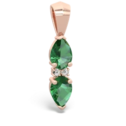 Lab Emerald Bowtie Drop 14K Rose Gold pendant P0865