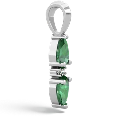 Lab Emerald Bowtie Drop 14K White Gold pendant P0865