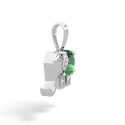 Lab Emerald Elephant 14K White Gold pendant P2555