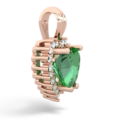 Lab Emerald Sparkling Halo Heart 14K Rose Gold pendant P0391