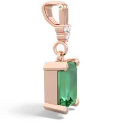 Lab Emerald Art Deco Dangle 14K Rose Gold pendant P1937