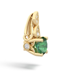 Lab Emerald Antique Elegance 14K Yellow Gold pendant P3100