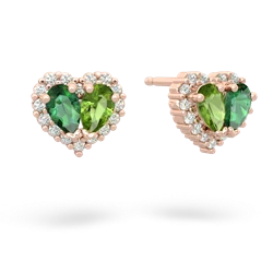 Lab Emerald Halo 14K Rose Gold earrings E7008