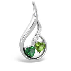 Lab Emerald Keepsake Curves 14K White Gold pendant P5450