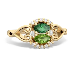 Lab Emerald Love Nest 14K Yellow Gold ring R5860