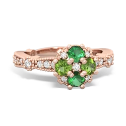 Lab Emerald Sparkling Tiara Cluster 14K Rose Gold ring R26293RD