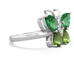 Lab Emerald Butterfly 14K White Gold ring R2215