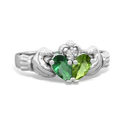 Lab Emerald 'Our Heart' Claddagh 14K White Gold ring R2388