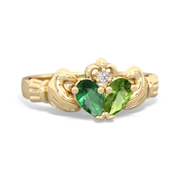 Lab Emerald 'Our Heart' Claddagh 14K Yellow Gold ring R2388