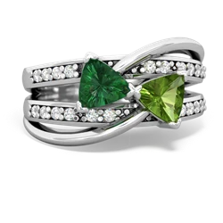 Lab Emerald Bowtie 14K White Gold ring R2360