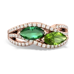 Lab Emerald Diamond Rivers 14K Rose Gold ring R3070