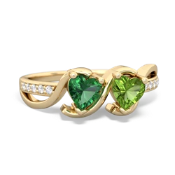 Lab Emerald Side By Side 14K Yellow Gold ring R3090