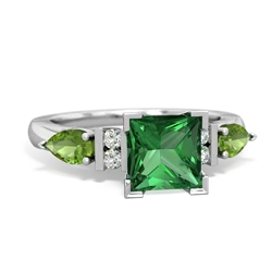 Lab Emerald 6Mm Princess Eternal Embrace Engagement 14K White Gold ring C2002