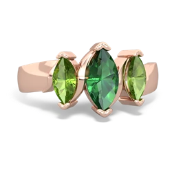 Lab Emerald Three Peeks 14K Rose Gold ring R2433