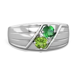 Lab Emerald Men's Streamline 14K White Gold ring R0460