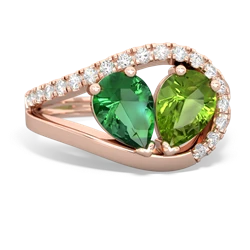 Lab Emerald Nestled Heart Keepsake 14K Rose Gold ring R5650