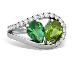 Lab Emerald Nestled Heart Keepsake 14K White Gold ring R5650