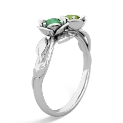 Lab Emerald Rose Garden 14K White Gold ring R5510