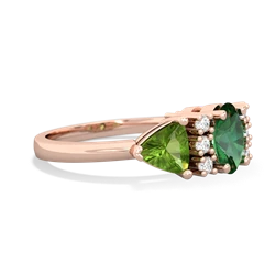 Lab Emerald Antique Style Three Stone 14K Rose Gold ring R2186