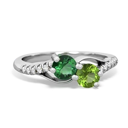 Lab Emerald Infinity Pave Two Stone 14K White Gold ring R5285