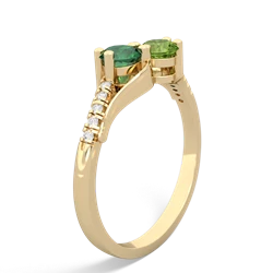 Lab Emerald Infinity Pave Two Stone 14K Yellow Gold ring R5285