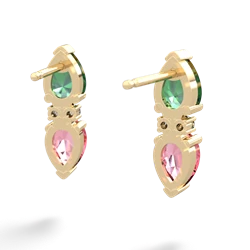 Lab Emerald Bowtie Drop 14K Yellow Gold earrings E0865