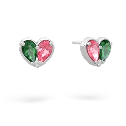 Lab Emerald 'Our Heart' 14K White Gold earrings E5072