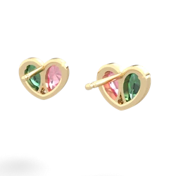 Lab Emerald 'Our Heart' 14K Yellow Gold earrings E5072