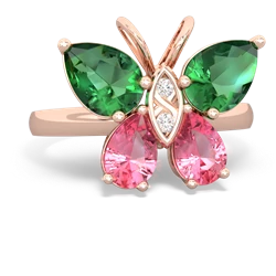 Lab Emerald Butterfly 14K Rose Gold ring R2215