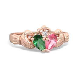 Lab Emerald 'Our Heart' Claddagh 14K Rose Gold ring R2388