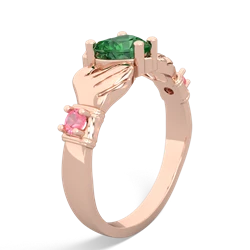 Lab Emerald Claddagh Keepsake 14K Rose Gold ring R5245