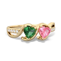 Lab Emerald Side By Side 14K Yellow Gold ring R3090