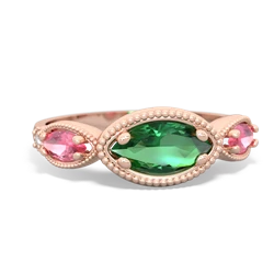 Lab Emerald Milgrain Marquise 14K Rose Gold ring R5700