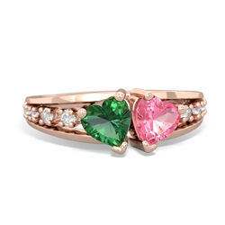 Lab Emerald Heart To Heart 14K Rose Gold ring R3342