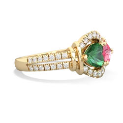 Lab Emerald Art-Deco Keepsake 14K Yellow Gold ring R5630