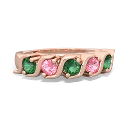 Lab Emerald Anniversary Band 14K Rose Gold ring R2089