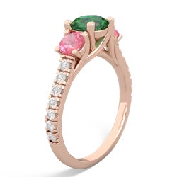 Lab Emerald Pave Trellis 14K Rose Gold ring R5500