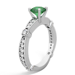 Lab Emerald Sparkling Tiara 6Mm Round 14K White Gold ring R26296RD