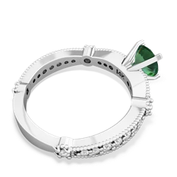 Lab Emerald Sparkling Tiara 6Mm Round 14K White Gold ring R26296RD